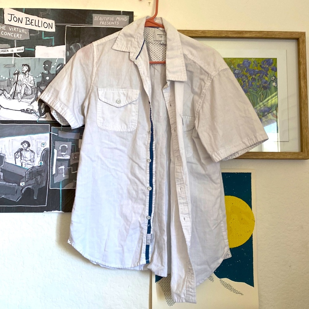 Short Sleeved White Button Up W/ Pocket